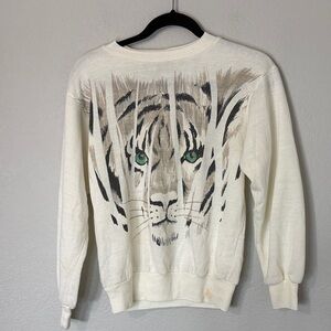California Trends VTG 90s Tiger Print Cream Sweatshirt M